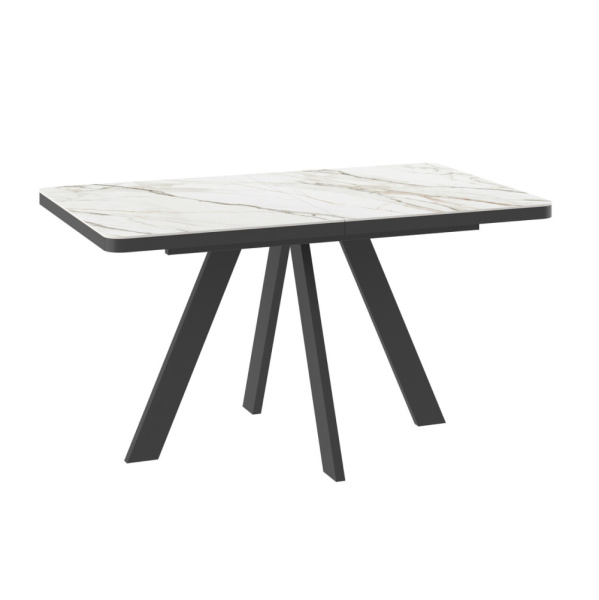 Стол BOBY RADIAL-120, раздвижной 120(160)х80, CALAKATTA GOLD ST CER/ЧЕРНЫЙ